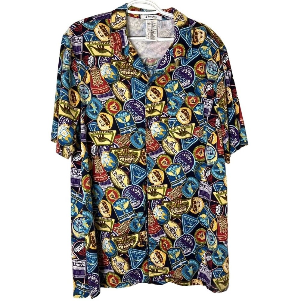 Disney Theme Parks Attraction & Rides Men’s Button Down Shirt XL